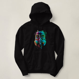 Neon-Gasmaske: Vibrante Chaos-Kunst Hoodie
