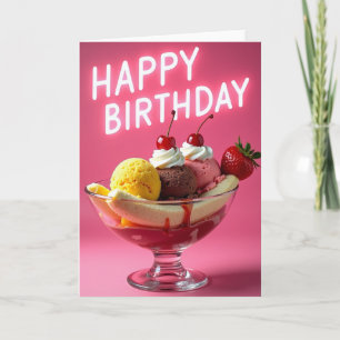 Neon-Geburtstags-Dessert-Karte Karte