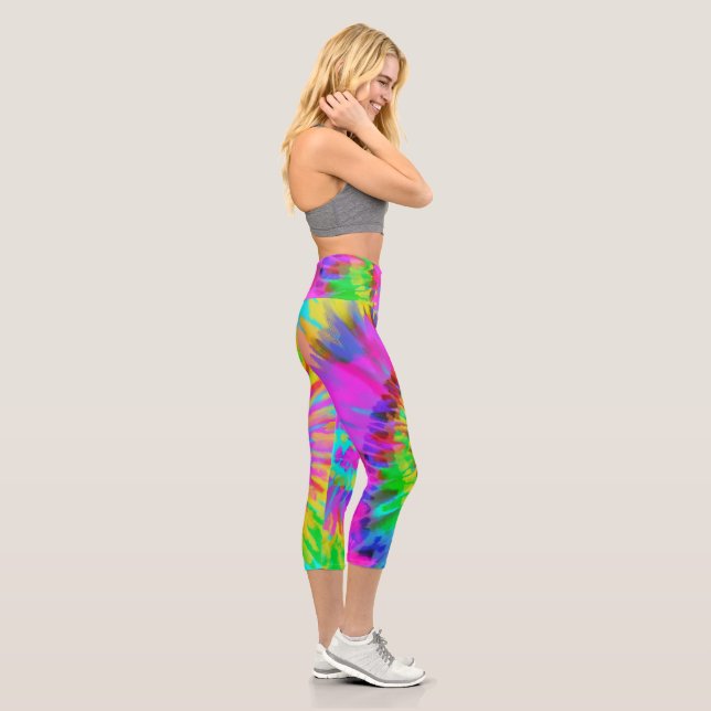 Neon Gefärbte Krawatte Swirl High Waisted Capris (Rechts)