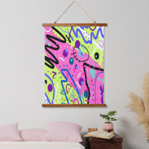 Neon Gefühls Abstrakt Art Wandteppich Mit Holzrahmen