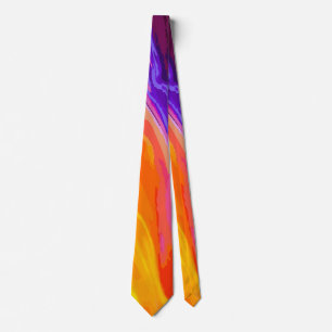 Neon Gelb Orange Blau Abstrakt Elektrisch Modern Krawatte