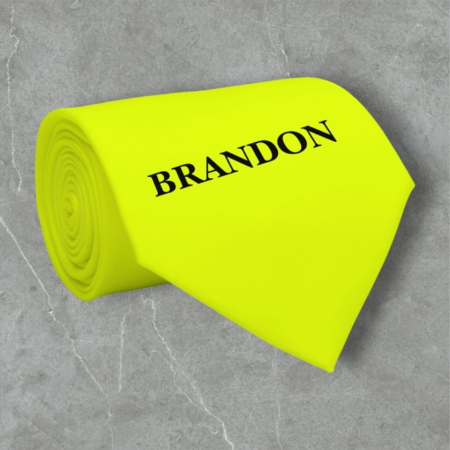 Neon Gelb Retro Monogramm Fluoreszierend Hell Krawatte (Von Creator hochgeladen)