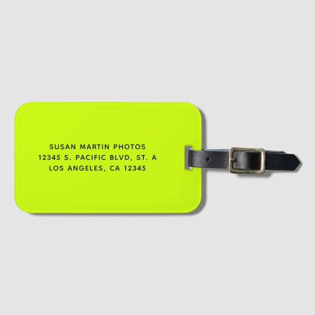 Neon-Gelb und Schwarz Moderne Minimalistisch Gepäckanhänger (Vorderseite (Horizontal))