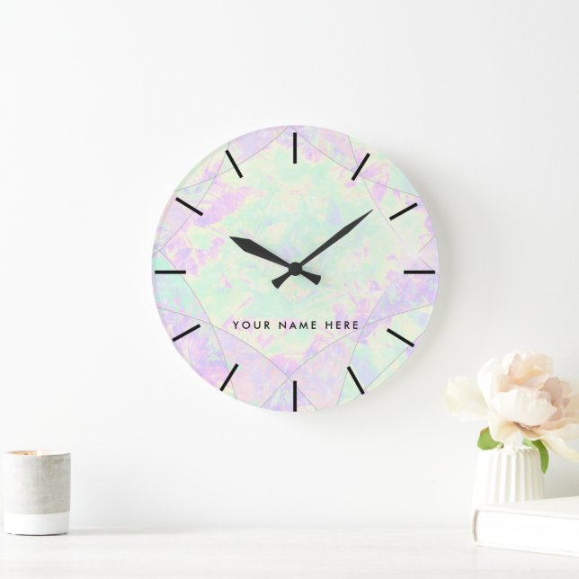 Neon Gemstone Opal Textur Große Wanduhr (Zuhause)