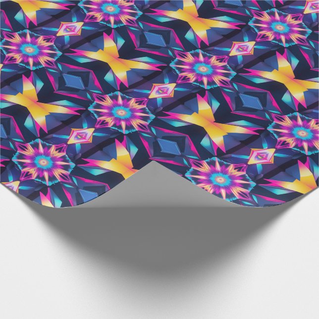 Neon Geometric Abstraction Geschenkpapier (Ecke)