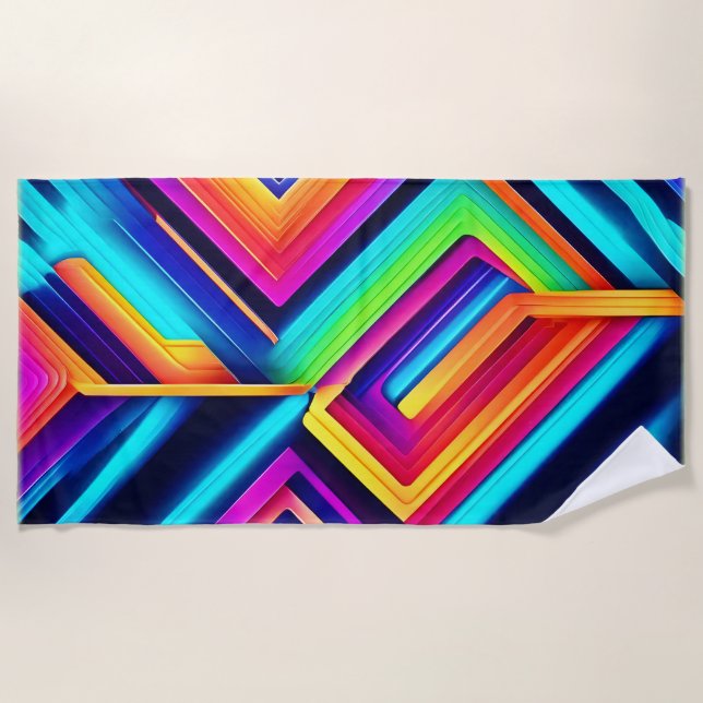 Neon Geometric Abstrakt Art Strandtuch (Vorderseite)