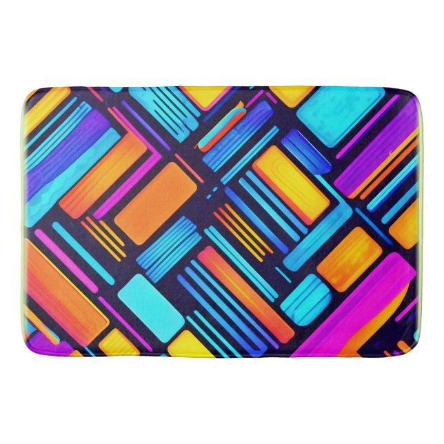 Neon Geometric Abstrakt Badematte (Vorderseite)