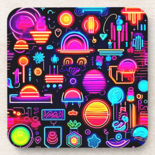 Neon Geometric Abstrakt Getränkeuntersetzer