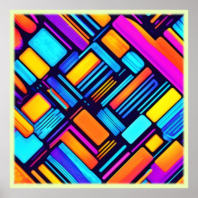 Neon Geometric Abstrakt Poster (Vorne)