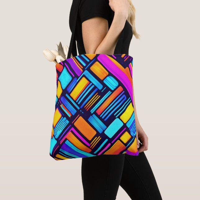 Neon Geometric Abstrakt Tasche (Von Nahem)