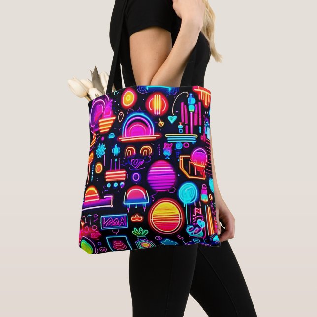 Neon Geometric Abstrakt Tasche (Von Nahem)