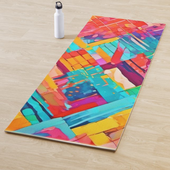Neon Geometric Dreamscape Yogamatte (Beispiel)