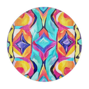 Neon Geometric Fusion Art Schneidebrett