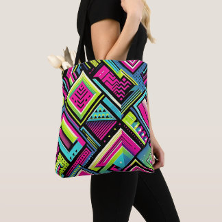 Neon Geometric Pop Art Tote Bag Tasche
