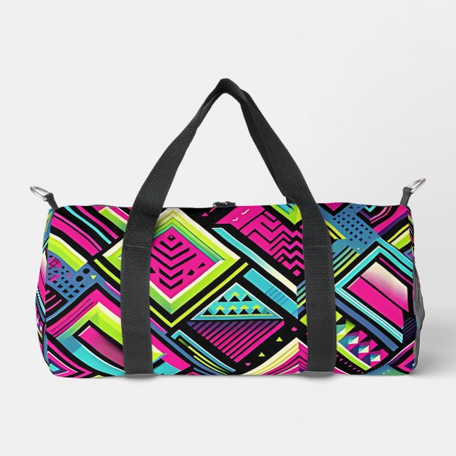 Neon Geometric Retro Vibes Duffle Bag (Vorderseite)