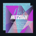 Neon Geometrie Blue White Bar Mitzvah Einladung<br><div class="desc">Einladungen zur jüdischen Feier - Bar Mitzvah Geometrische Einladungen</div>