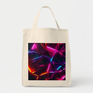 Neon geometrische abstrakte futuristische Cyberpun Tragetasche