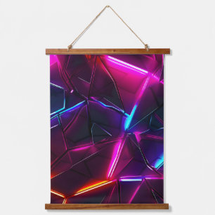 Neon-geometrische abstrakte futuristische Cyberpun Wandteppich Mit Holzrahmen