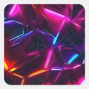 Neon-Geometrische-Abstrakte-Zukunftsvision-Cyberpu Quadratischer Aufkleber