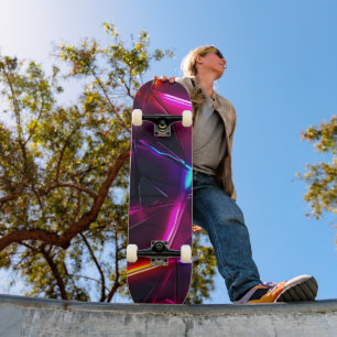 Neon-Geometrische-Abstrakte-Zukunftsweisende-Cyber Skateboard