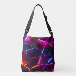 Neon-Geometrisches abstraktes futuristisches Cyber Tragetaschen Mit Langen Trägern