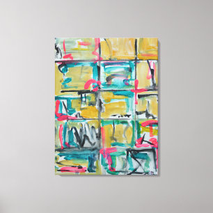 Neon geometrisches Gitter abstrakt Leinwanddruck