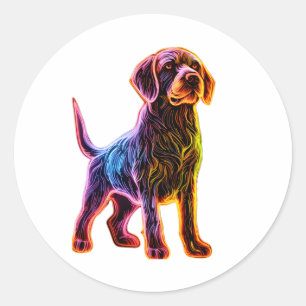 Neon German Drahthaar Pointer Runder Aufkleber