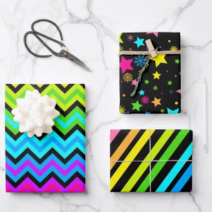 Neon Geschenkpapier Set