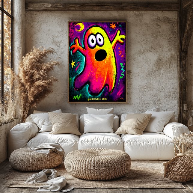Neon Ghost - Lebhafter Cartoon Pop Art Halloween Poster (Von Creator hochgeladen)
