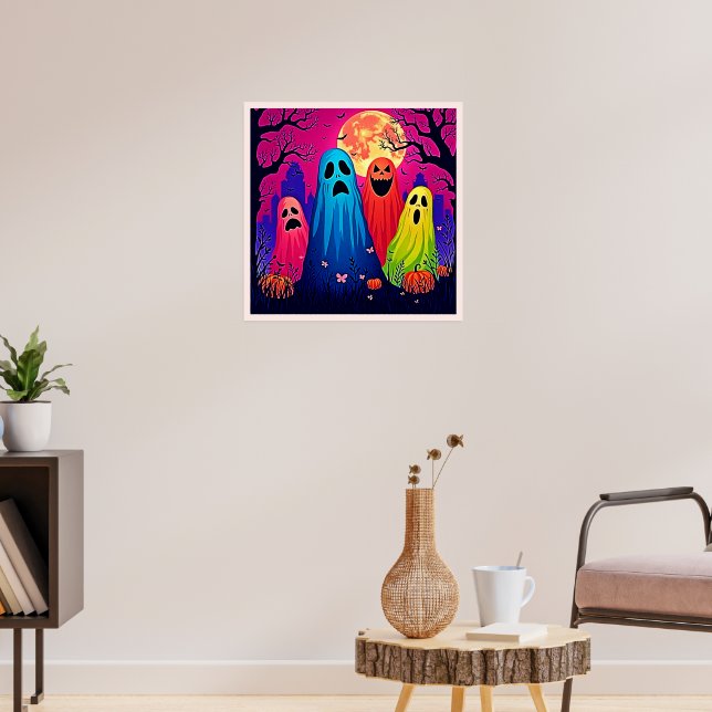 Neon Ghosts' Halloween-Party Design Poster (Wohnzimmer 3)
