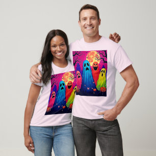 Neon Ghosts' Halloween-Party Design T-Shirt