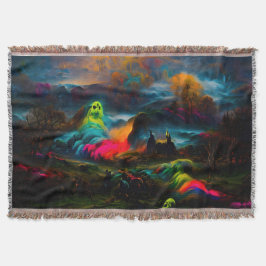 Neon Ghosts in einer Spuk Fantasielandschaft Decke