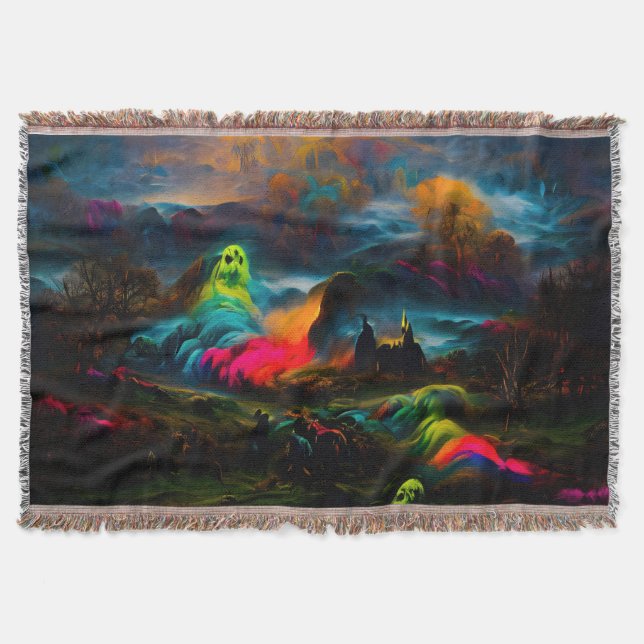 Neon Ghosts in einer Spuk Fantasielandschaft Decke (Vorderseite)