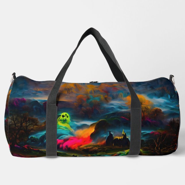 Neon Ghosts in einer Spuk Fantasielandschaft Duffle Bag (Vorderseite)