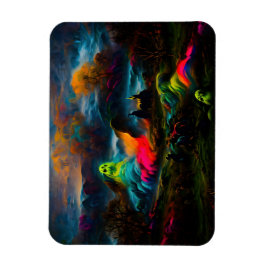 Neon Ghosts in einer Spuk Fantasielandschaft Magnet