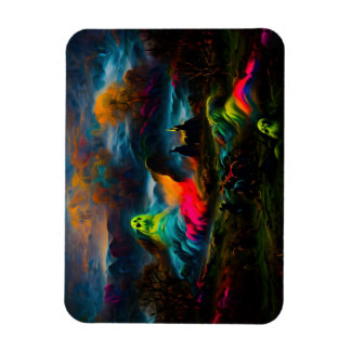 Neon Ghosts in einer Spuk Fantasielandschaft Magnet