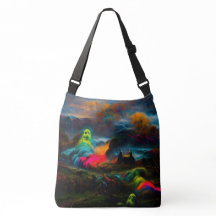 Neon Ghosts in einer Spuk Fantasielandschaft