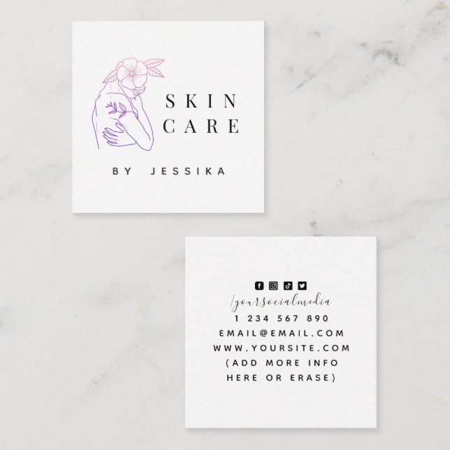 Neon Girl Aesthetics & Social Media Skincare Beaut Quadratische Visitenkarte (Vorne/Hinten)