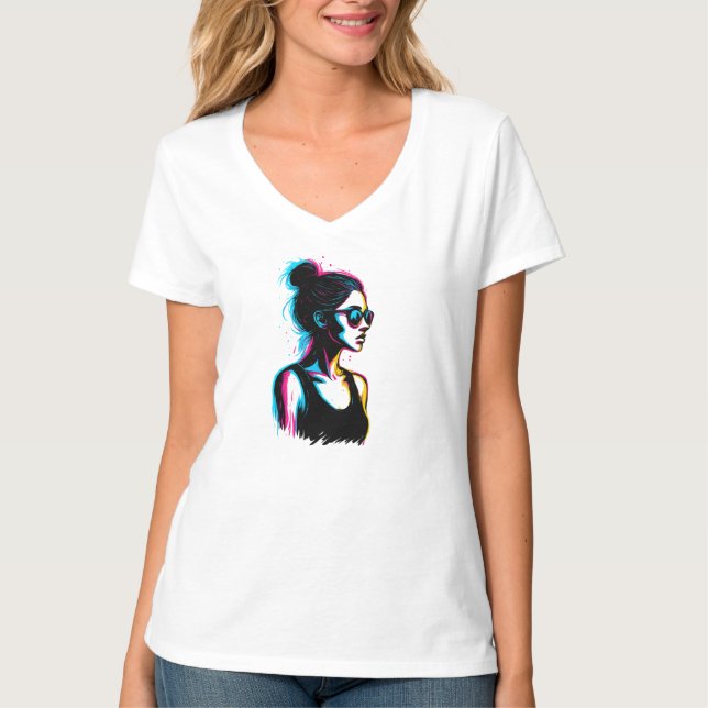 Neon Girl Profile Graphic Tee (Vorderseite)