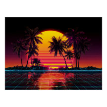 Neon-Gitter-Palmsonnenuntergang