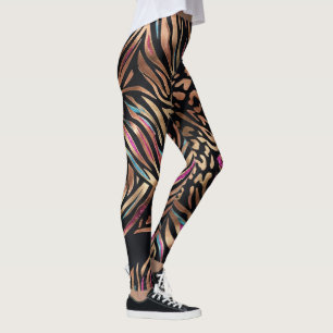 Neon Glam Tier Mix Tiger Leopard Muster Leggings