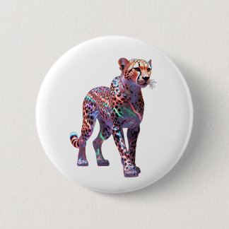 Neon Glas Gepard Kunst – Bunte Energie Geschwindig Button