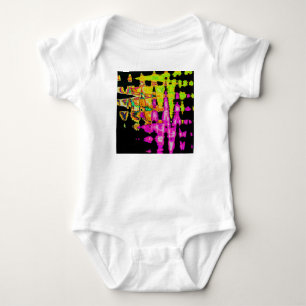 Neon Glitch Abstrakt Art Poster Print Baby Strampler