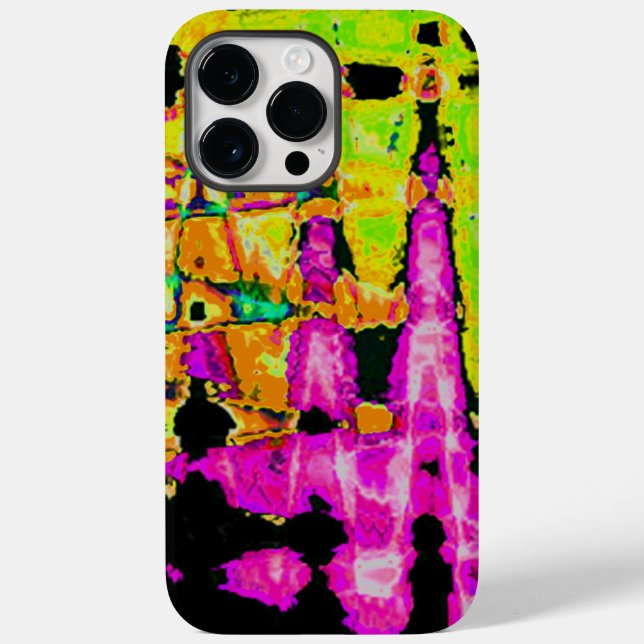 Neon Glitch Abstrakt Art Poster Print Case-Mate iPhone Hülle (Rückseite)