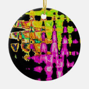 Neon Glitch Abstrakt Art Poster Print Keramik Ornament