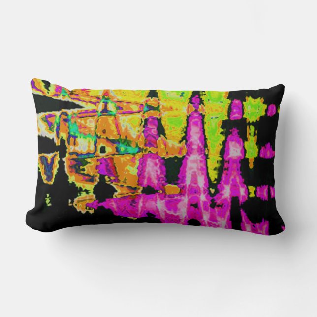 Neon Glitch Abstrakt Art Poster Print Lendenkissen (Vorderseite)