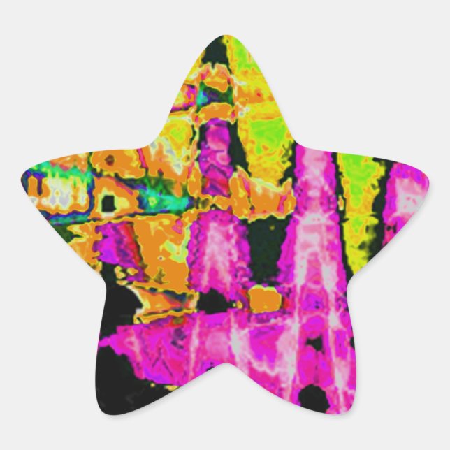 Neon Glitch Abstrakt Art Poster Print Stern-Aufkleber (Vorderseite)