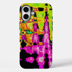 Neon Glitch Abstraktes Kunstposter Druck iPhone 16 Plus Hülle