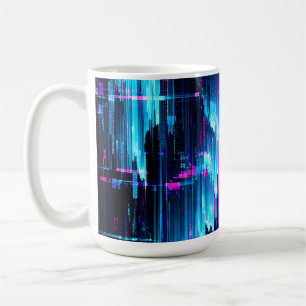 Neon-Glitch-Datenstrom-Abstrakt Kaffeetasse