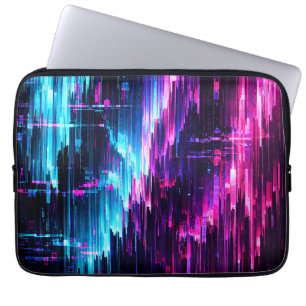 Neon-Glitch-Datenstrom-Abstrakt Laptopschutzhülle